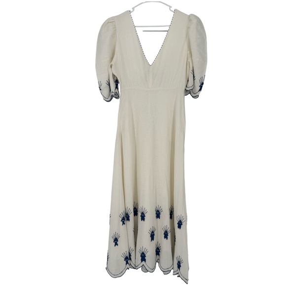 Farm Rio Sea of Fish Maxi Linen blend Dress beaded small NWT - Picture 4 of 16